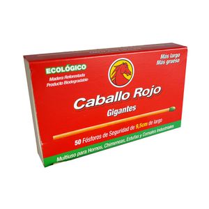 Cerillos Gigantes Caballo Rojo con Madera Biodegradable 50 Unidades