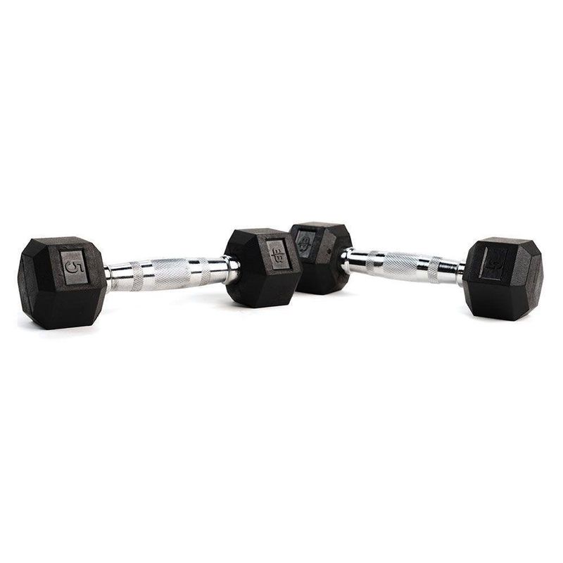 Set De 2 Mancuernas Hexagonales De Caucho 5 Lbs