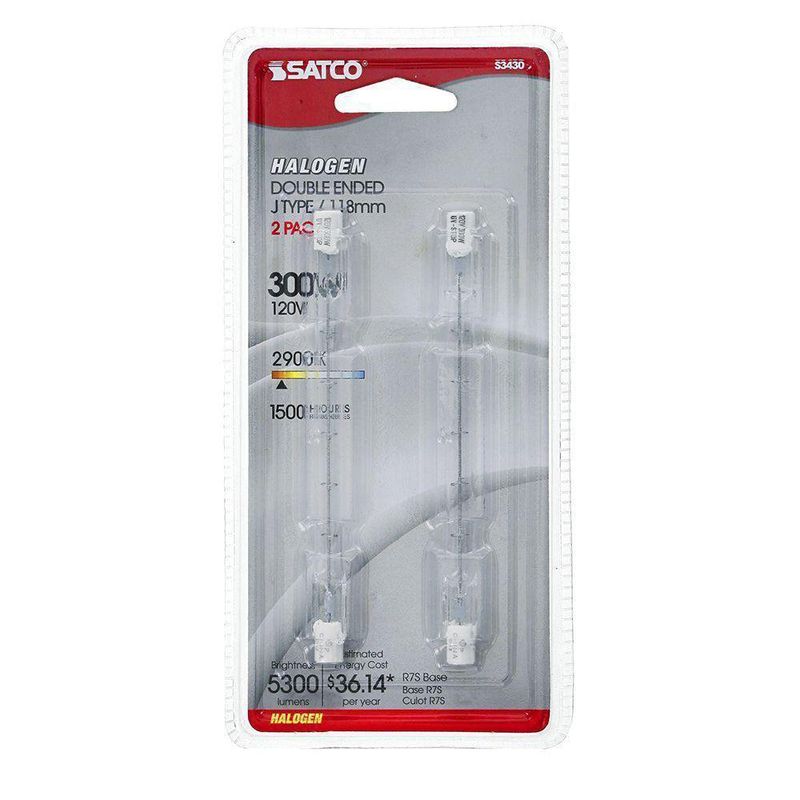 Tubo Halógeno De 118 Mm Y 300 W 2 Pzas - Satco