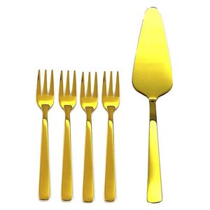 Set Cubiertos para Pastel 5 Pzas Dorado
