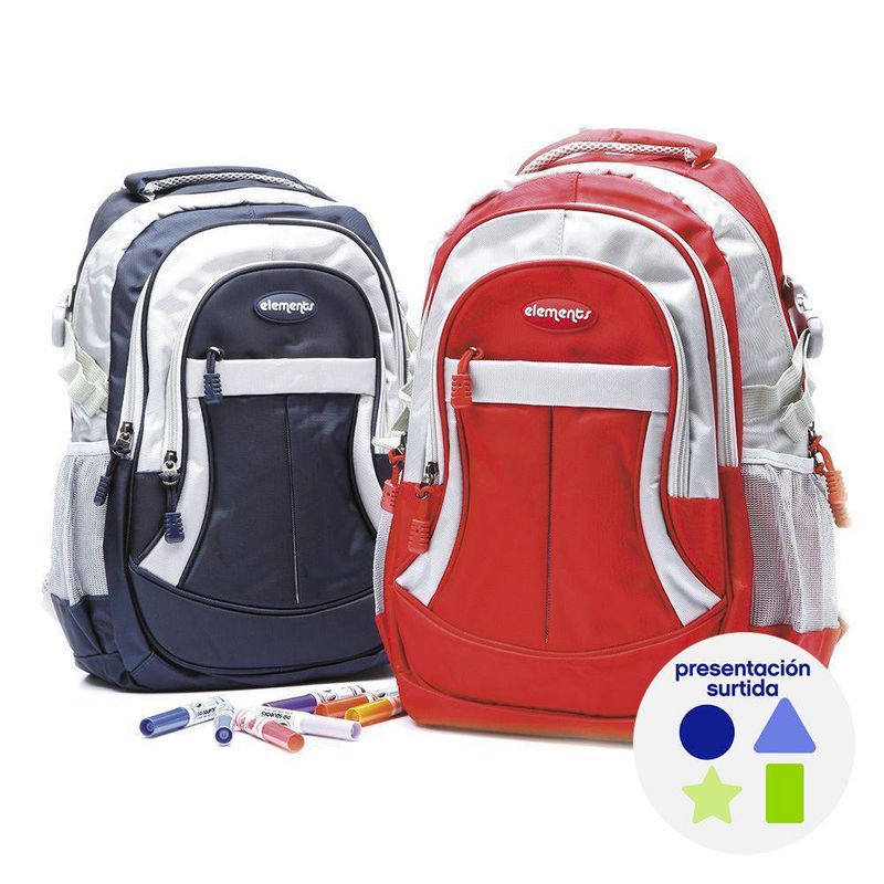 Mochila Escolar con Dos Bolsas Colores Surtidos