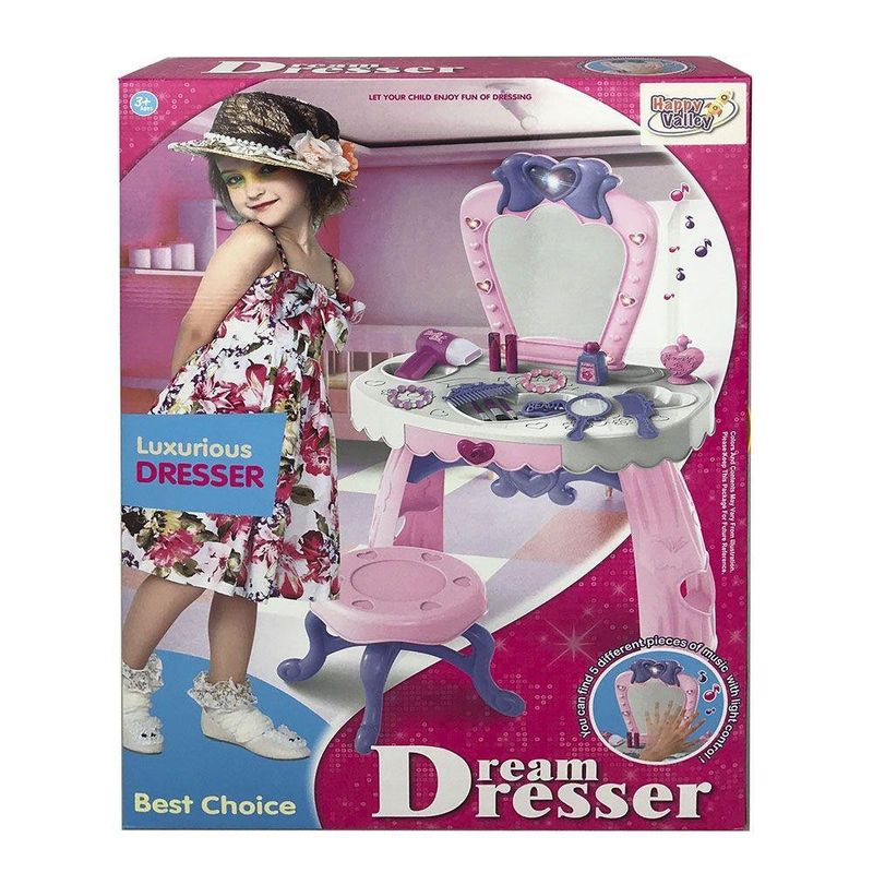 Juego De Tocador Para Niñas Con Espejo Y Taburete - Happy Valley
