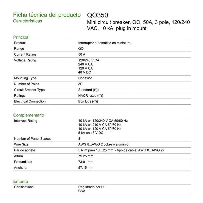 Flipón De 3 Polos 50A 120/240V - Schneider