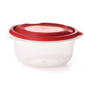 Contenedor Redondo con Tapa Roja Acanalada 3 Tazas