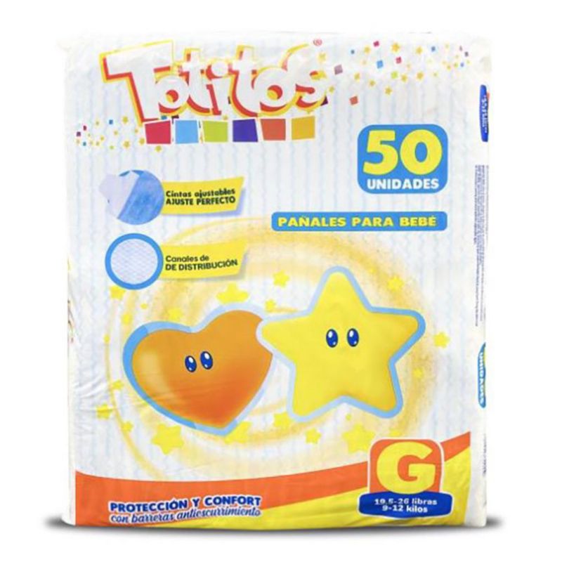 Pañal Desechable Blanco Talla G De 50 Unidades - Totitos