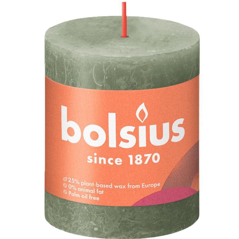 Vela Pillar Verde 6.8x6.8x8 Cm - Bolsius