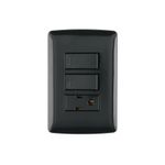Interruptor Doble + Tomacorriente Italiano Negro 15 A