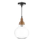 Lámpara Colgante 'Vintage' Redonda Madera/Vidrio 1Bombillox60Wmax - Zlumini