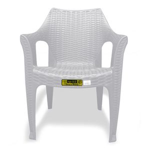 Silla de Plástico Tipo Ratán con Brazos Blanca