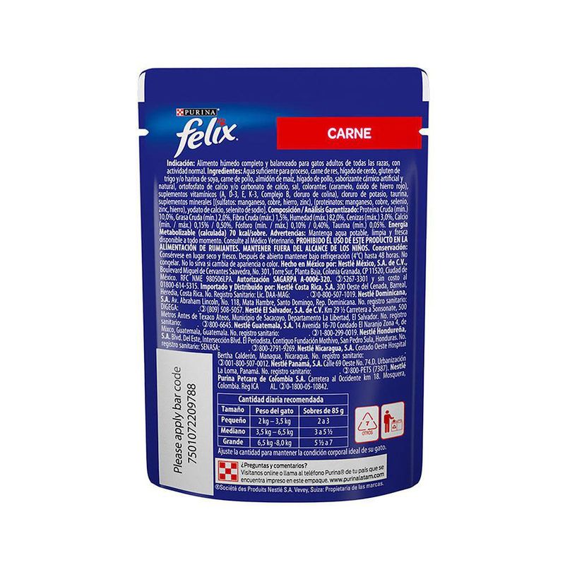 Sobre De Comida Comida Para Gatitos Sabor Carne En Salsa 85 G - Purina Felix