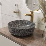 Lavamanos de Sobreponer Cerámico Negro Acabado Granito