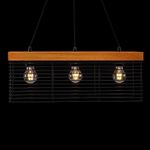 Lámpara 'Vintage' Madera/Rejilla Metal 3Bombillosx60Wmax - Zlumini