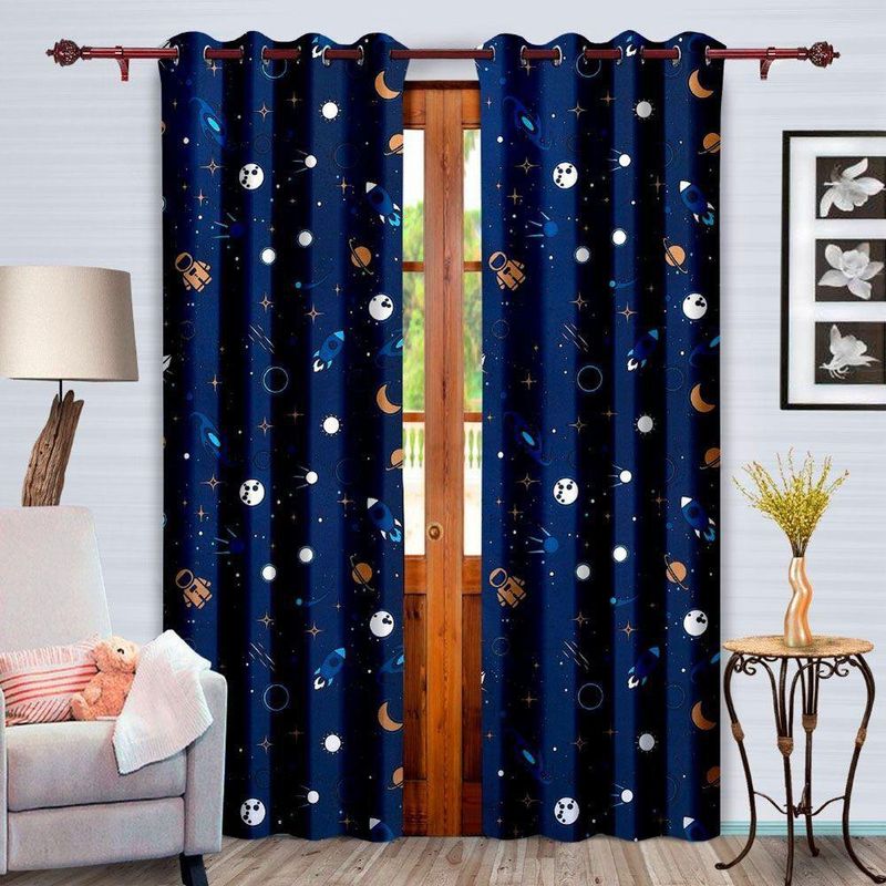 Set 2 Cortinas Neón Astronauta 97x213 Cm - Koala