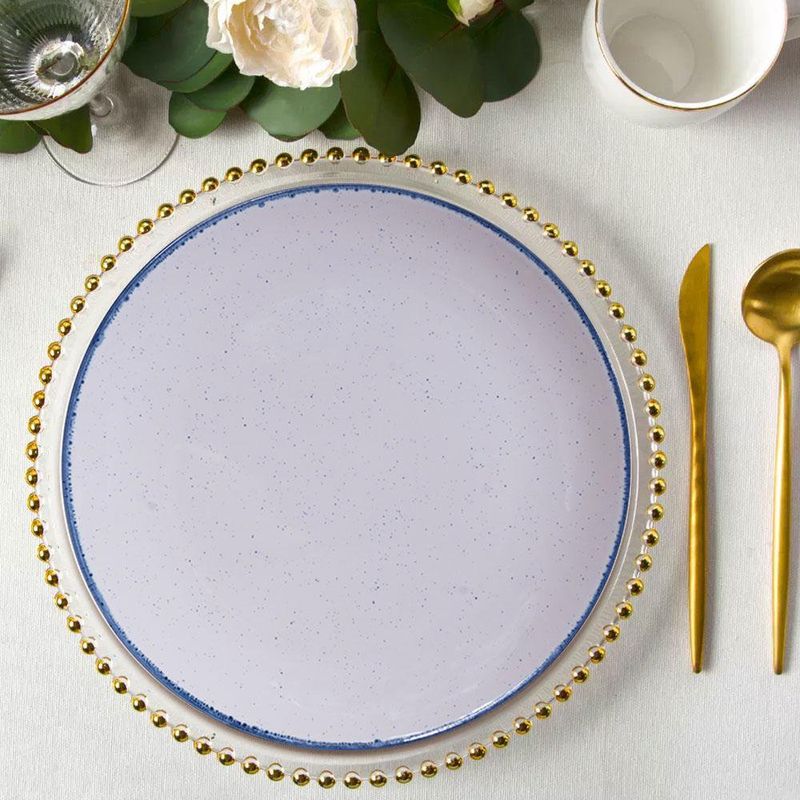 Plato Para Cena Blanco Orilla Azul 10.8 Plg - Niu Haus