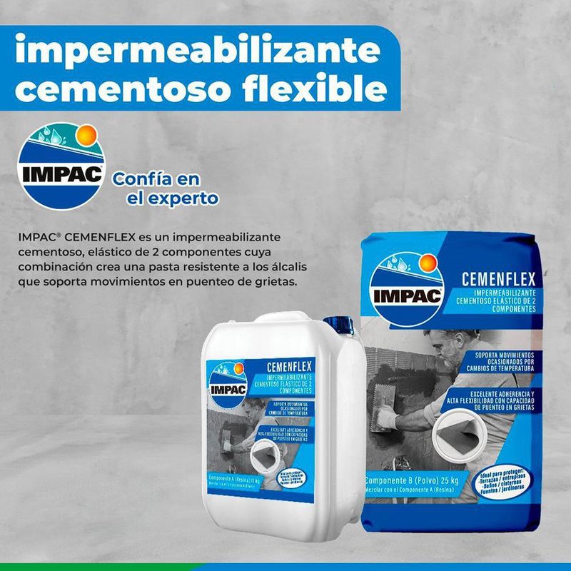 Impermeabilizante Cementoso Elástico De 2 Componentes - Impac