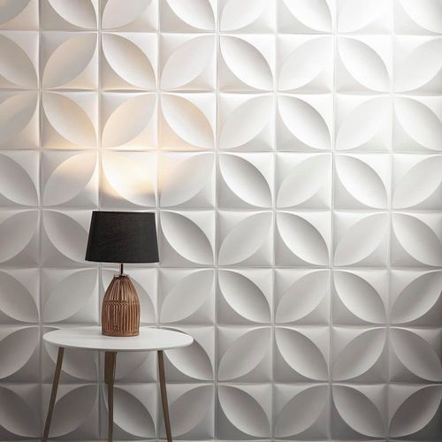 Panel Decorativo Flor De Pvc Blanco 19.7 Plg - Ace