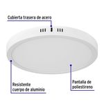 Lámpara Tipo Plafón LED Redonda Luz Cálida 24 W - Volteck