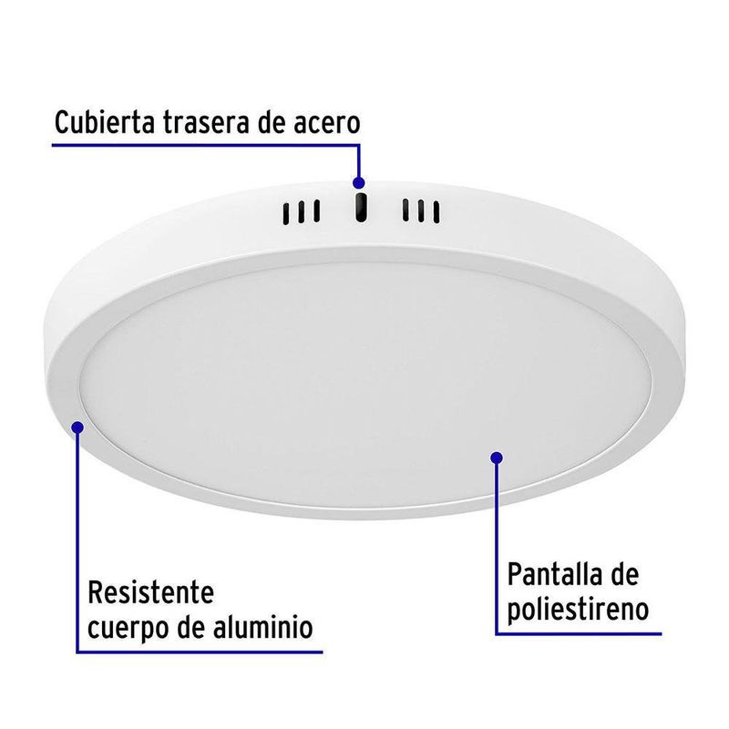 Lámpara Tipo Plafón LED Redonda Luz Cálida 24 W - Volteck