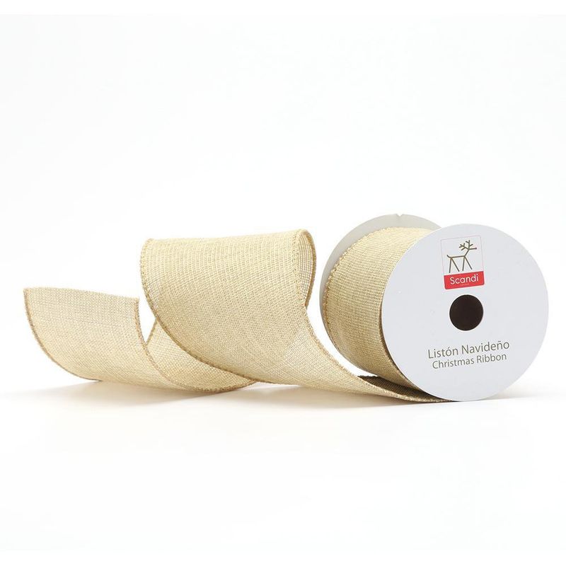 Listón Dorado Navideño 4 Plg x 5 Yardas - Scandi