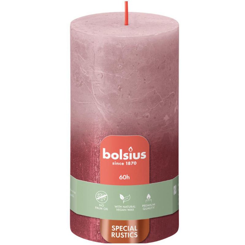 Vela Pillar Rosado Y Rojo 6.8x6.8x13 Cm - Bolsius