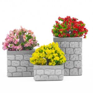Set de 3 Jardineras Decorativas con Flores para Villa Navideña