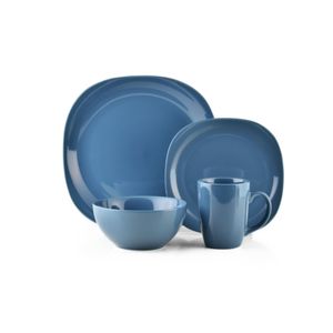Vajilla 16 Pzas Cuadrada Azul