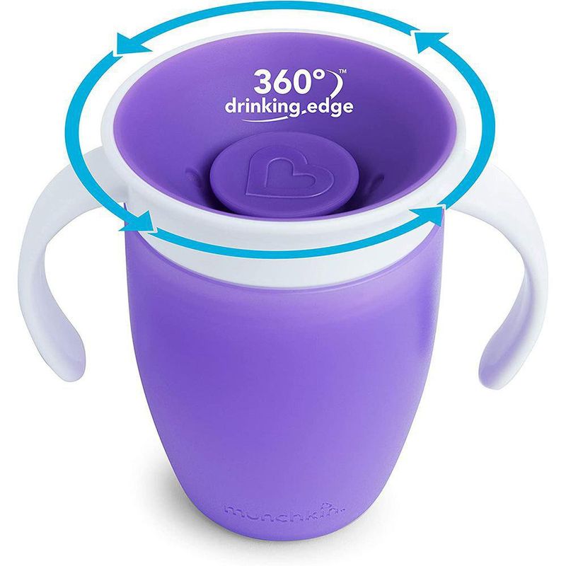 Vaso Entrenador Con Tapa Y Asas Miracle 360˚ Morado - Munchkin