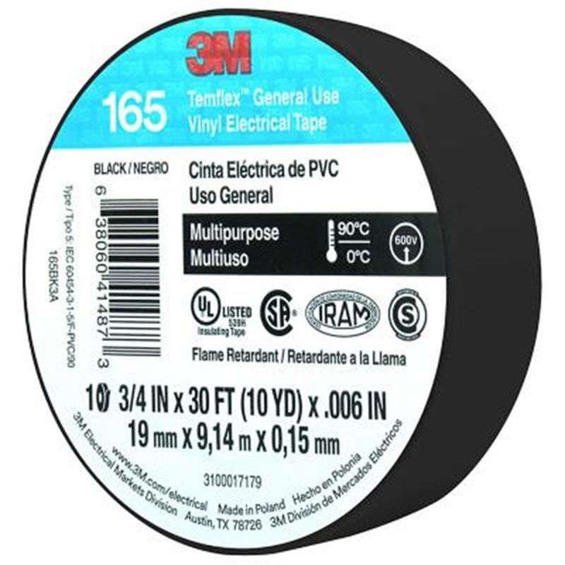 Cinta De Aislar Negra De 3/4 Plg X 30 Pies - 3M
