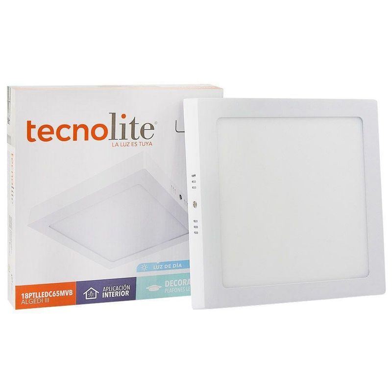 Lámpara Cuadrada Con Bombilla Led De Sobreponer Luz De Día De 18 W - Tecnolite