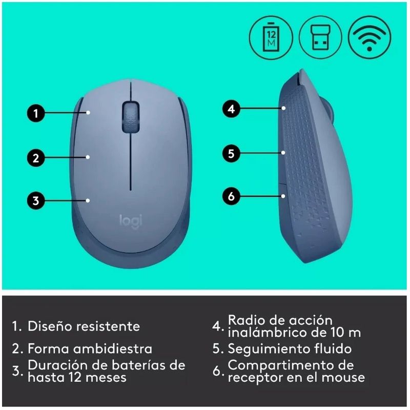 Mouse Inalámbrico M170 Azul - Logitech