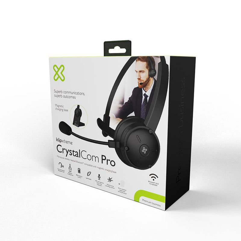 Auriculares Monoaural Inalámbrico CrystalCom Pro Negro - Klipxtreme