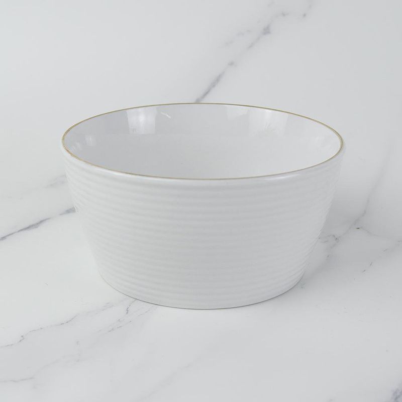 Bowl Blanco Con Borde Dorado 6 Plg - Toscana