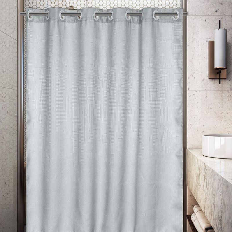Cortina De Baño Waffle Sin Ganchos Gris Claro 180X180 Cm - Viva