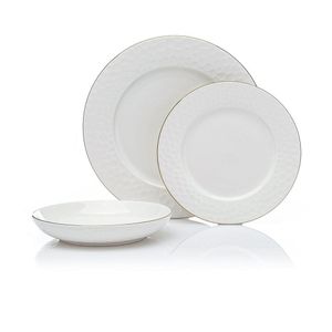 Vajilla Blanca con Borde Dorado 12 Pzas