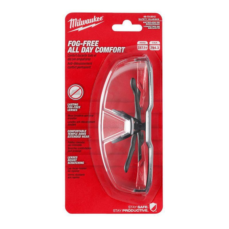 Lentes Seguridad Transparentes Antiempaño - Milwaukee Electric