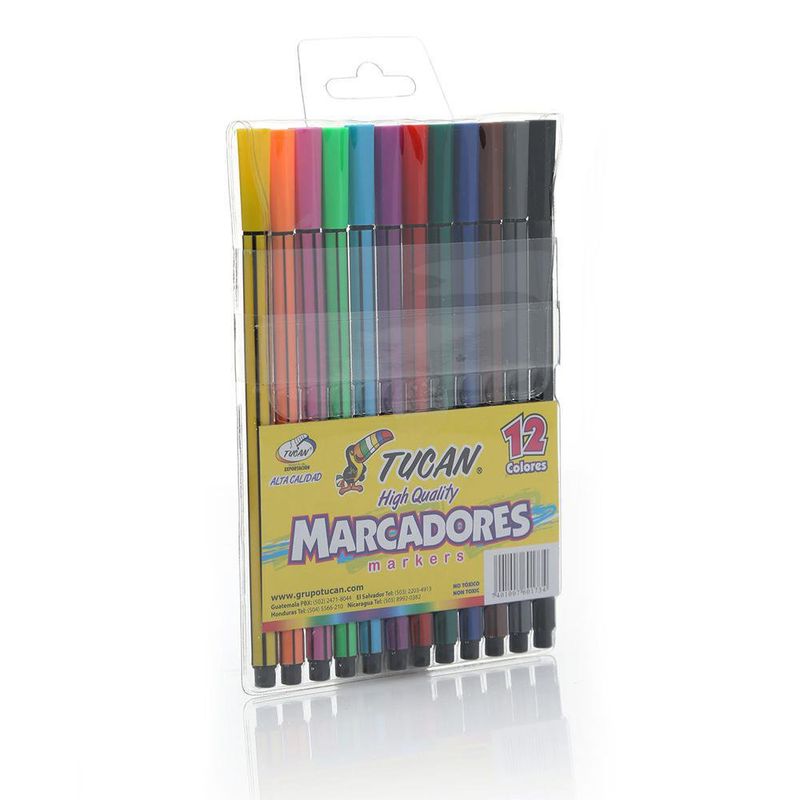 Marcador Delgado Hexagonal 12 Colores - Tucan