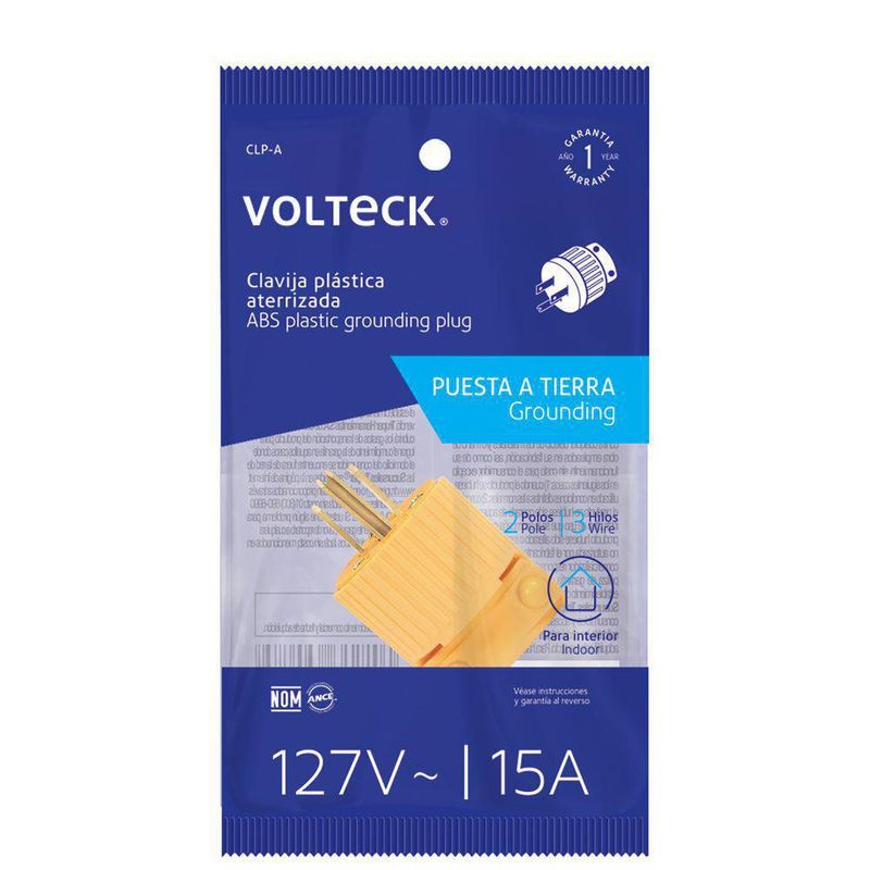 Espiga Tipo B 125V 15A Amarilla - Volteck