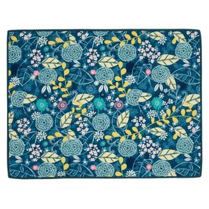 Alfombra para Secar Platos 50x38 cm Diseño Floral Color Azul