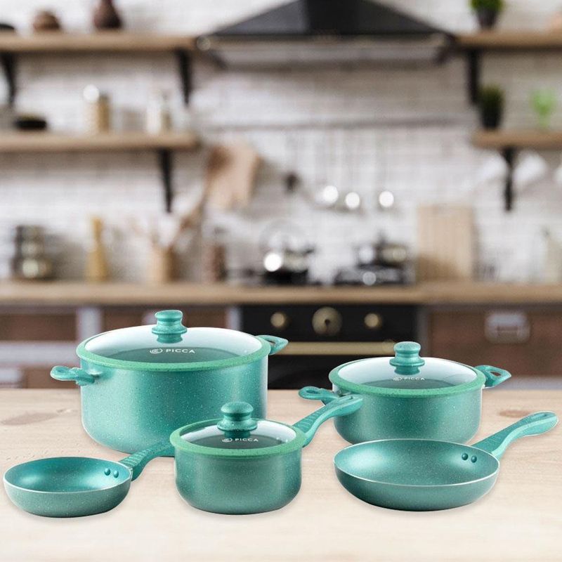 Batería De 8 Piezas De Mármol Turquesa - Picca