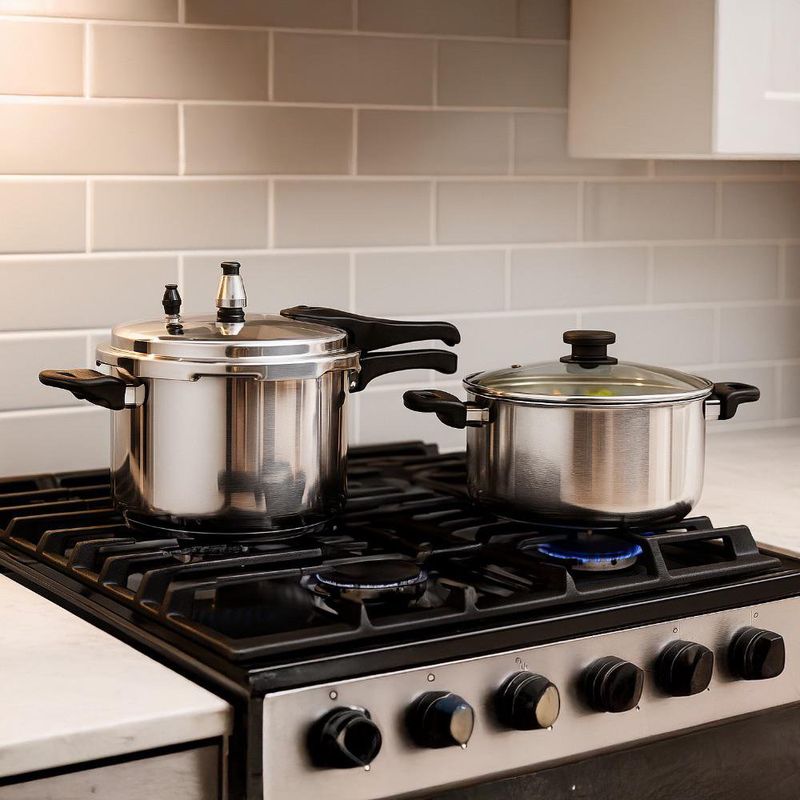 Set de Ollas de 5 L y 6 L con Tapa de Presión Color Plateado