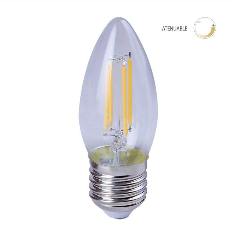 Bombilla Led Decorativa Tipo Torpedo Luz Cálida Base E27 De 4.5 W - Tecnolite