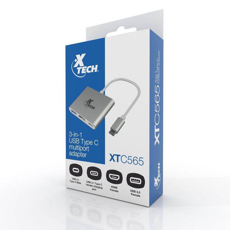 Adaptador Multipuerto Usb Tipo C 3 En 1 - Xtech