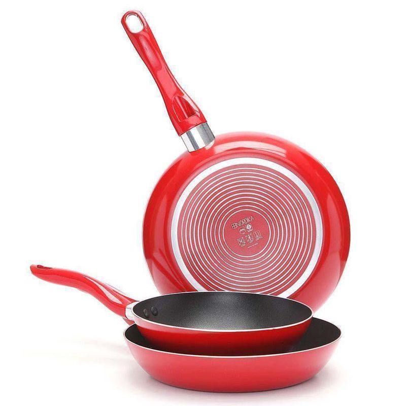 Set De Sartenes Rojo 3 Pzas 20, 24 Y 26 Cm - Nordika