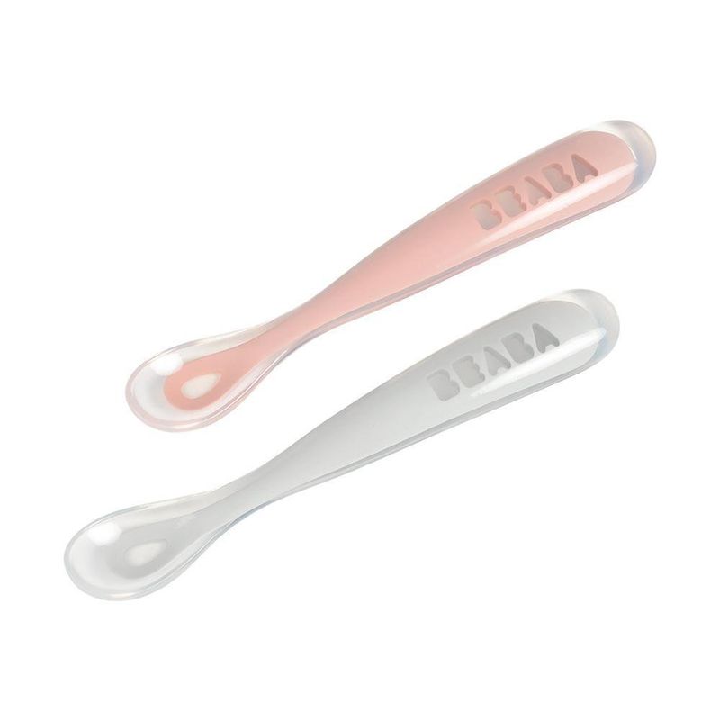 Set De 2 Cucharas Mis Primeras Comidas Rosado Y Gris - Beaba