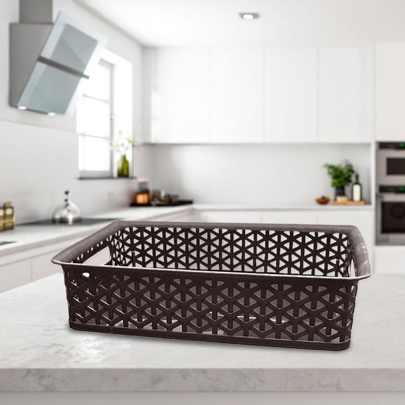 Canasta Baja Tipo Rattan Café 29x20