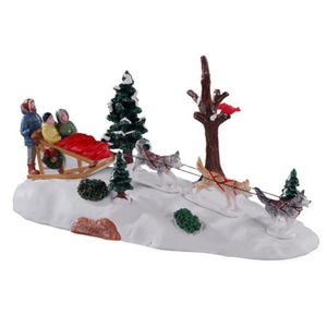 Figura Trineo Navideño con Huskies y Familia para Villa Navideña