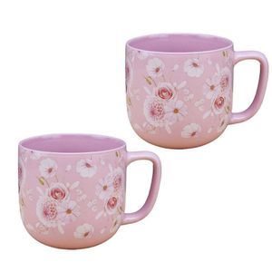 Set de 2 Tazas de Cerámica Rosa Floral