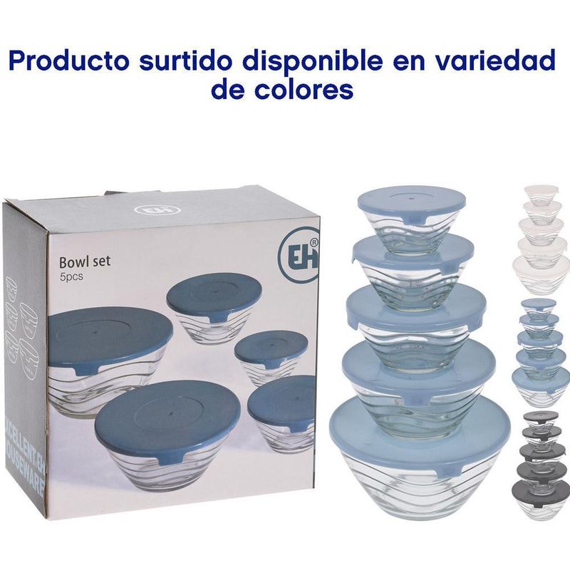 Set De 5 Tazones Colores Surtidos