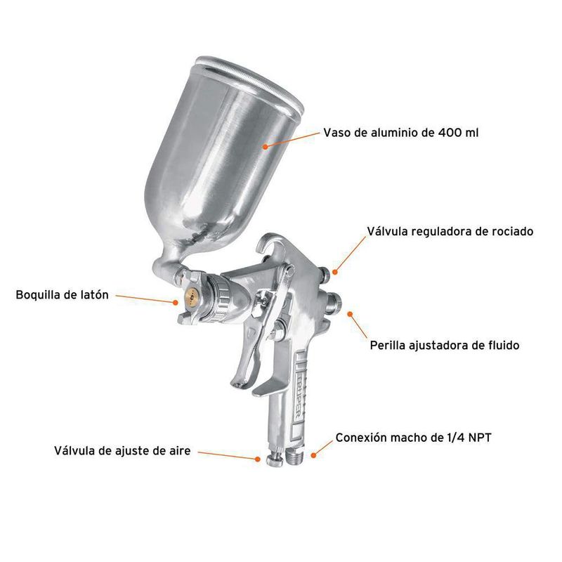 Pistola De Gravedad De Aluminio 1.7 Mm - Truper