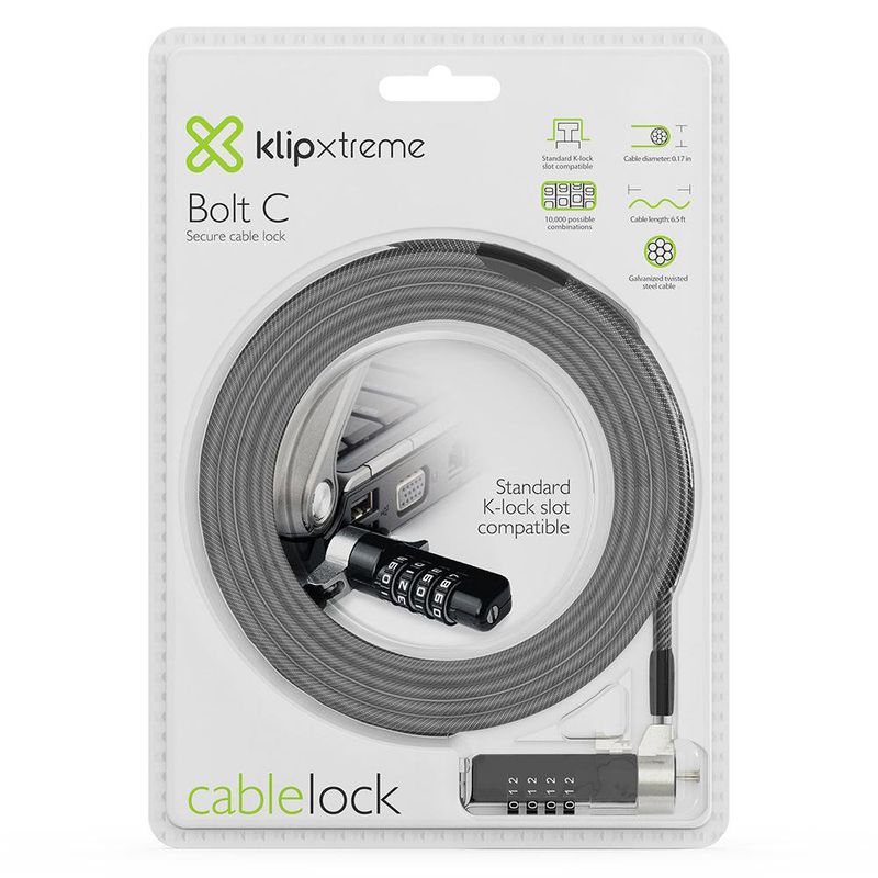 Cable de Seguridad Bolt C Para Laptop de 2 M - Klipxtreme